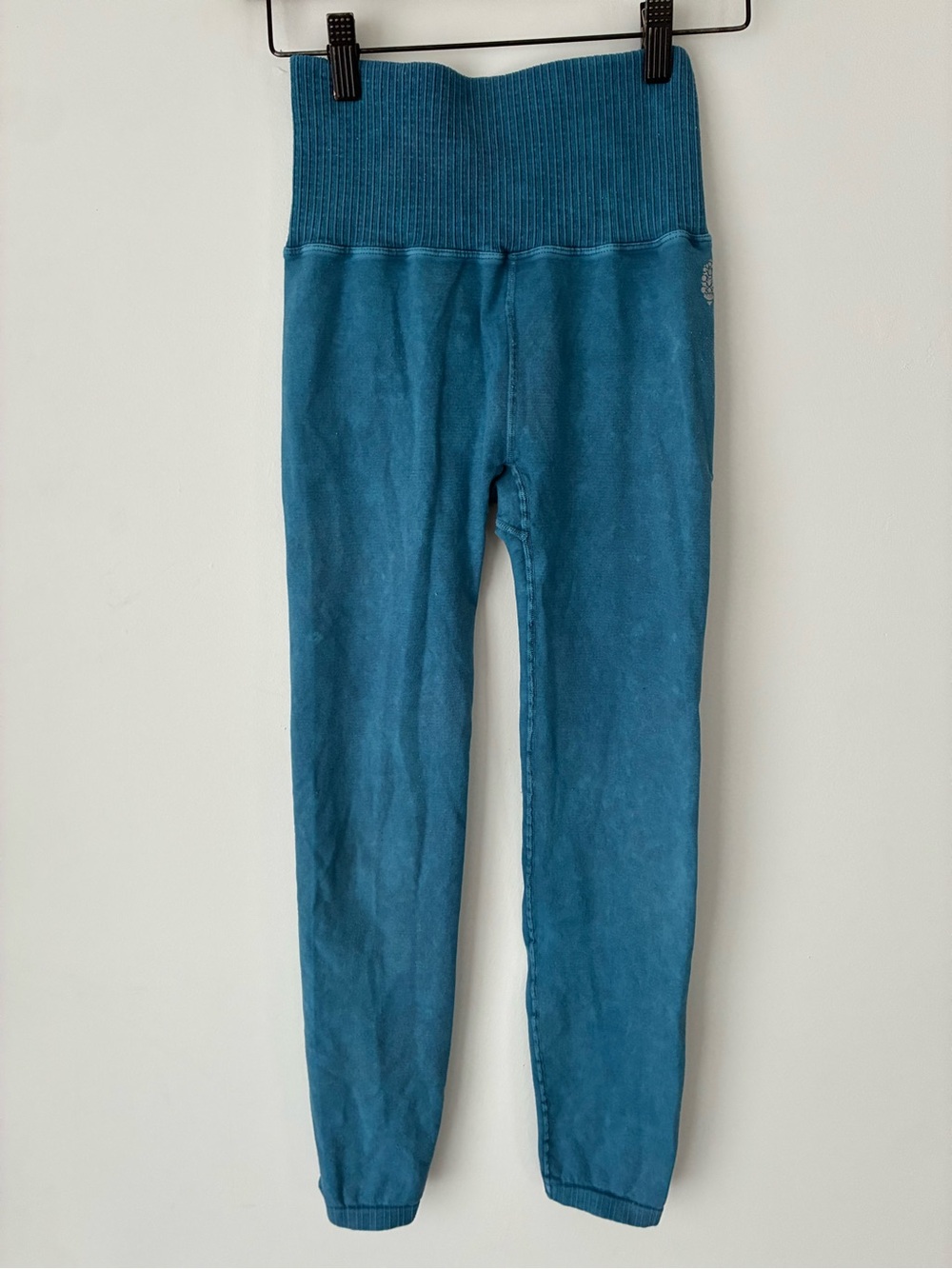 Free People Leggings Women’s Medium High Rise Seamless Teal Blue Ribbed Yoga